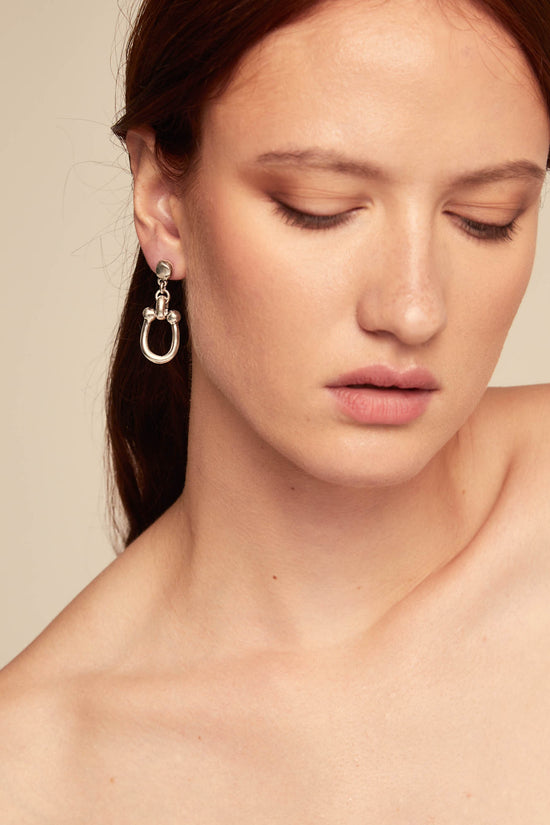 Uno de 50 Silver Drop Earrings with Medium Sized Link in PEN0944MTL