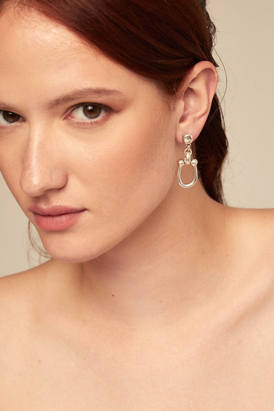 Uno de 50 Silver Drop Earrings with Medium Sized Link in PEN0944MTL