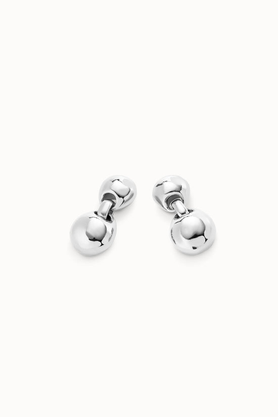 Uno de 50 Silver Drop Earings with two beads PEN0993MTL