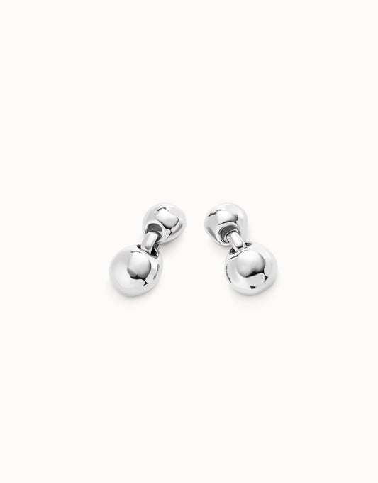 Uno de 50 Silver Drop Earings with two beads PEN0993MTL