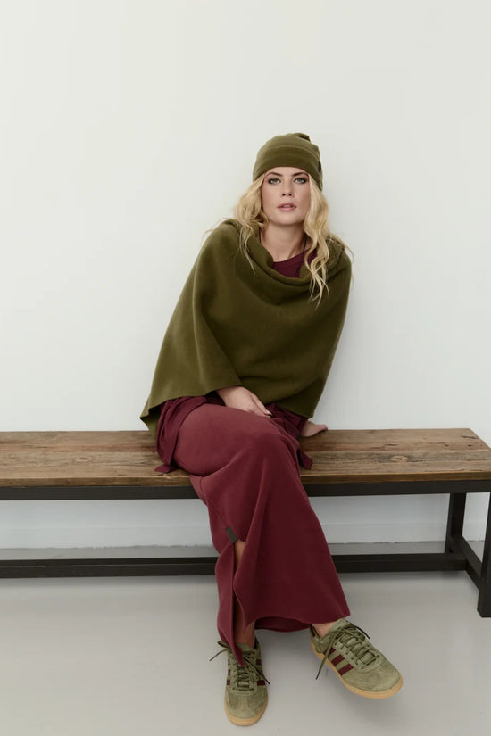 Henriette Steffensen Moss Green Fleece Poncho