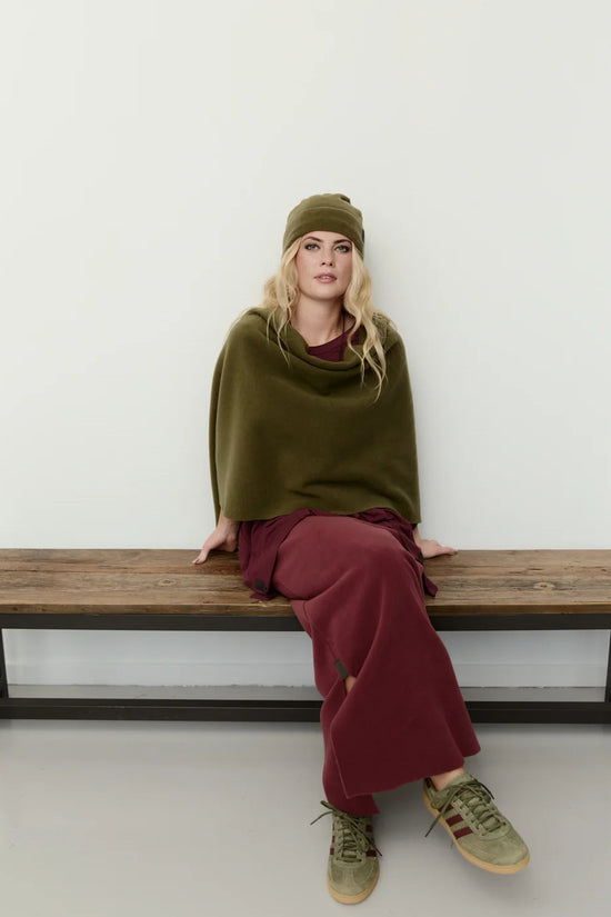 Henriette Steffensen Moss Green Fleece Poncho