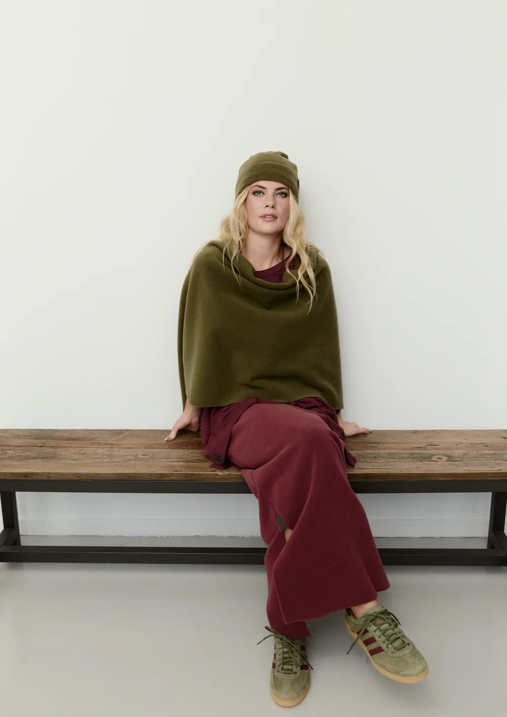 Henriette Steffensen Moss Green Fleece Poncho