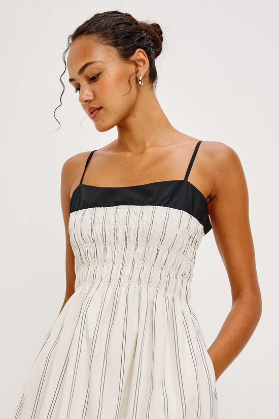 Rails Palma Stripe Primrose Cotton Midi Dress with Smocked Bodice & Adjustable Spaghetti Straps PRIMROSE