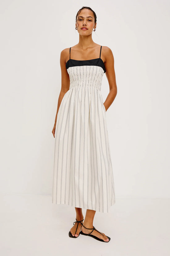 Rails Palma Stripe Primrose Cotton Midi Dress with Smocked Bodice & Adjustable Spaghetti Straps PRIMROSE