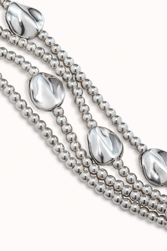 Uno de 50 Silver Three strand leather beaded bracelet PUL0854MTL
