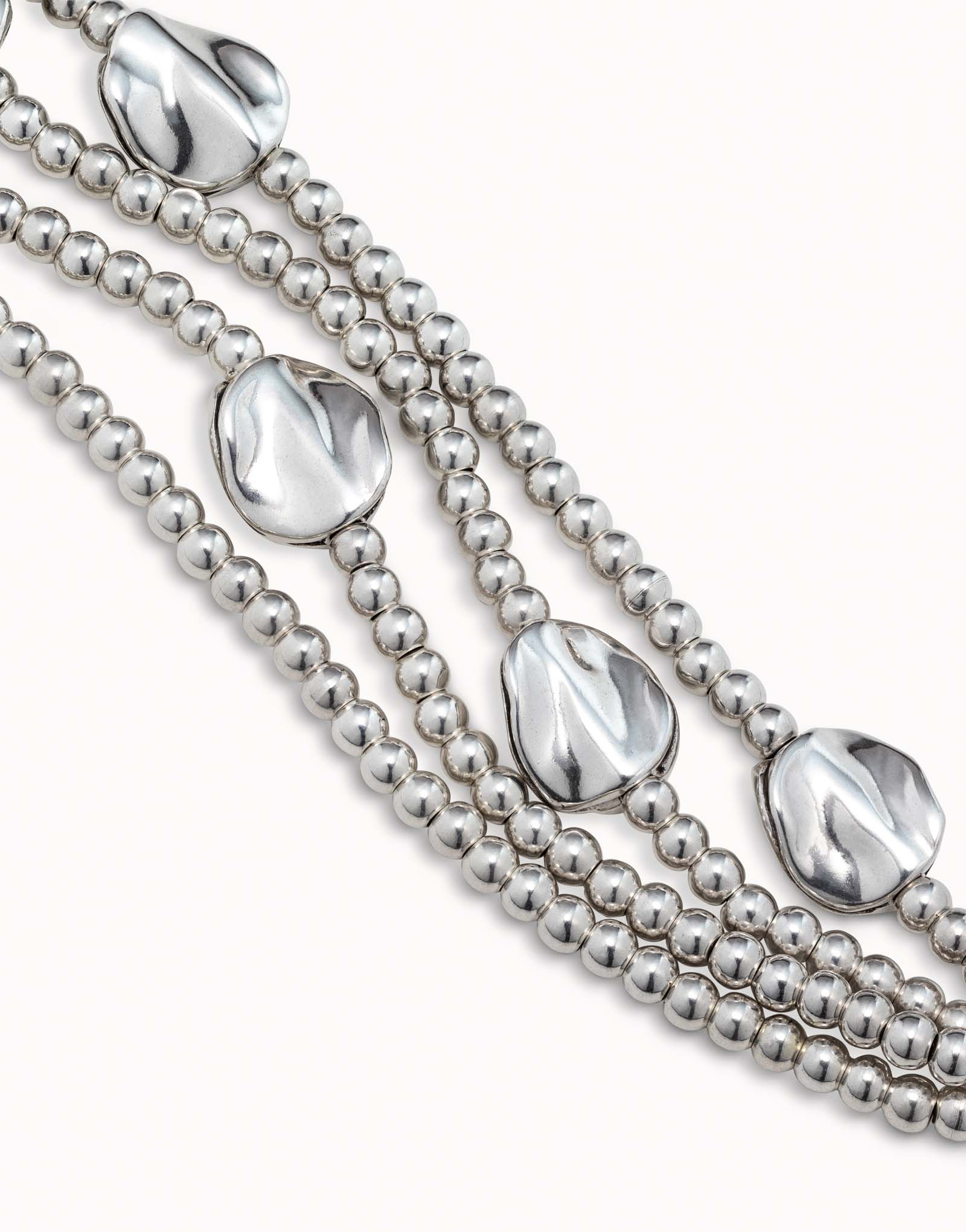Uno de 50 Silver Three strand leather beaded bracelet PUL0854MTL