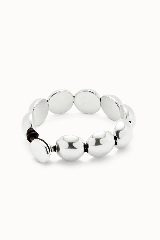 Uno de 50 Silver Leather Bracelet with Small Round Beads PUL2517