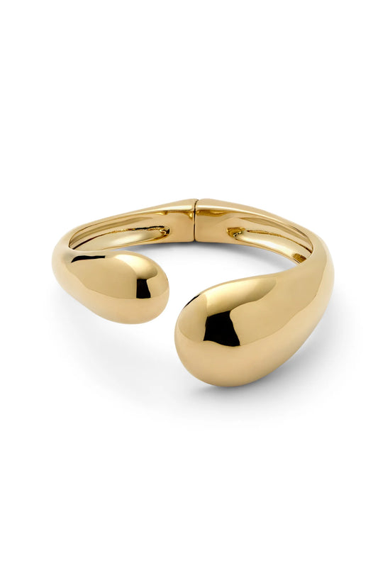 Uno de 50 Gold Bangle Bracelet with Two Irregular Drops