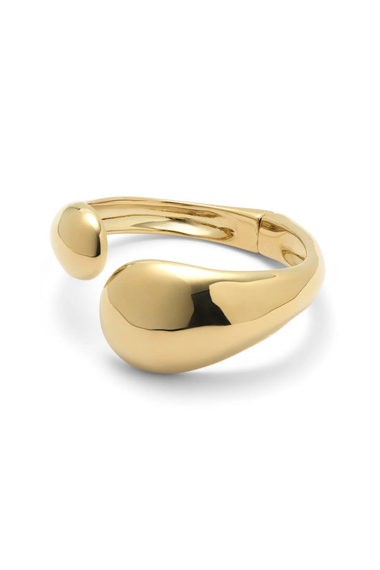Uno de 50 Gold Bangle Bracelet with Two Irregular Drops