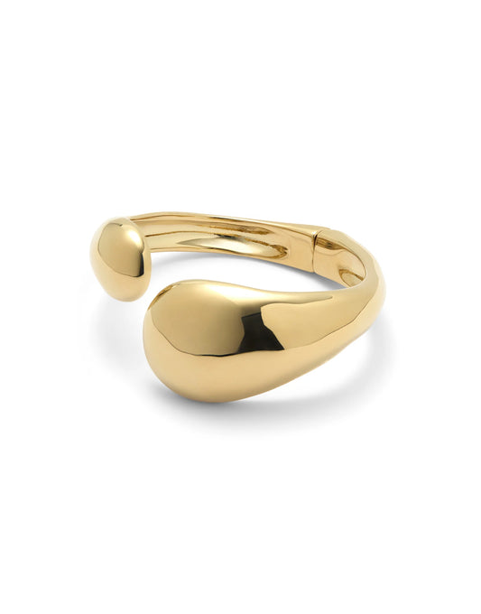 Uno de 50 Gold Bangle Bracelet with Two Irregular Drops