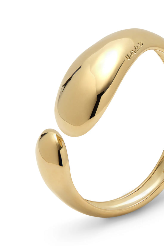 Uno de 50 Gold Bangle Bracelet with Two Irregular Drops
