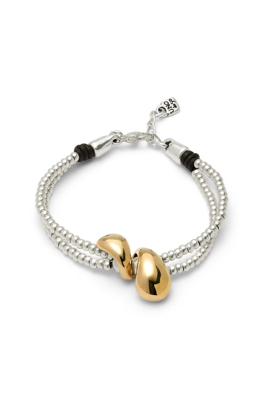 Uno de 50 Silver Double-Strand Bracelet with Lobster Clasp and Two Drops