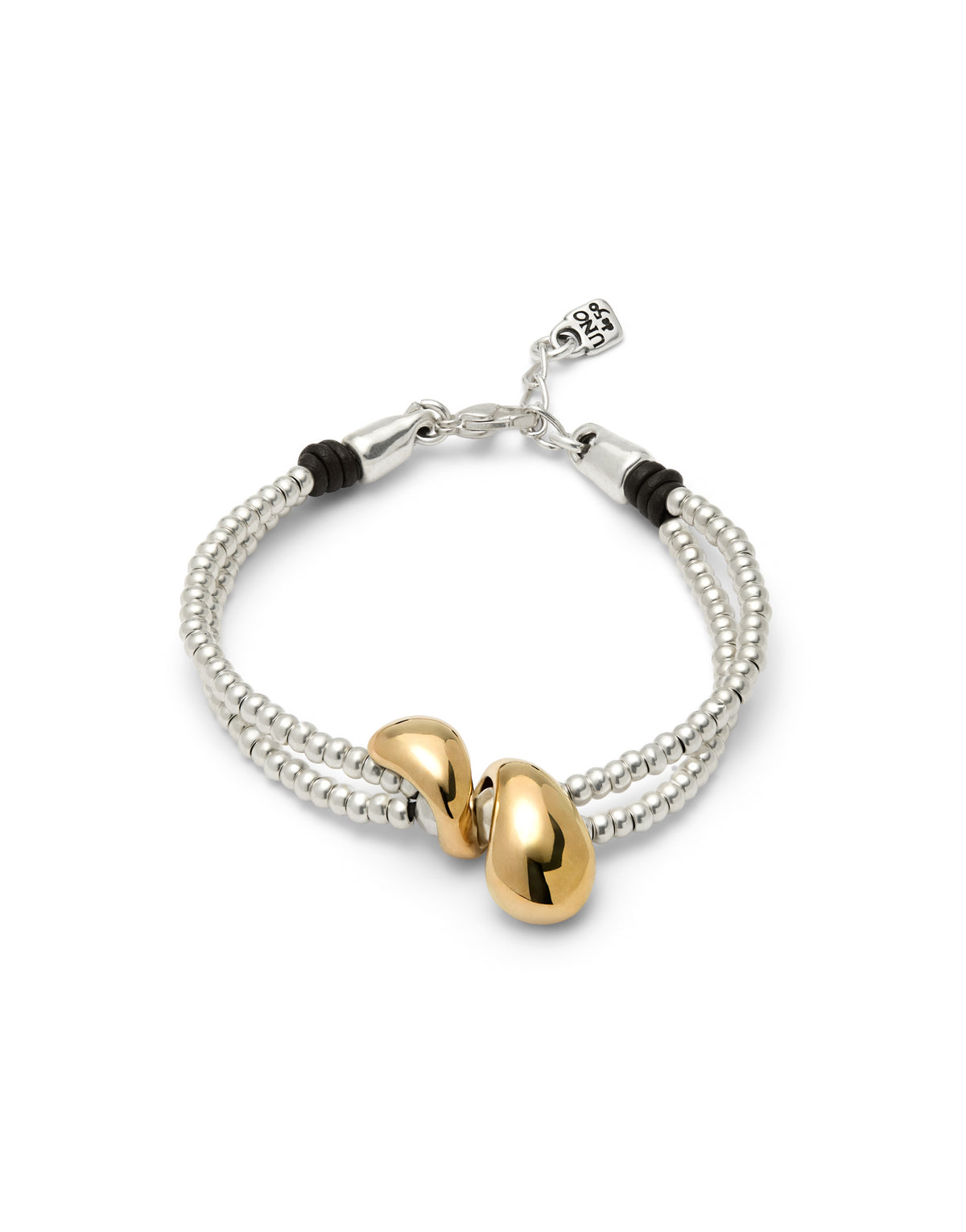 Uno de 50 Silver Double-Strand Bracelet with Lobster Clasp and Two Drops