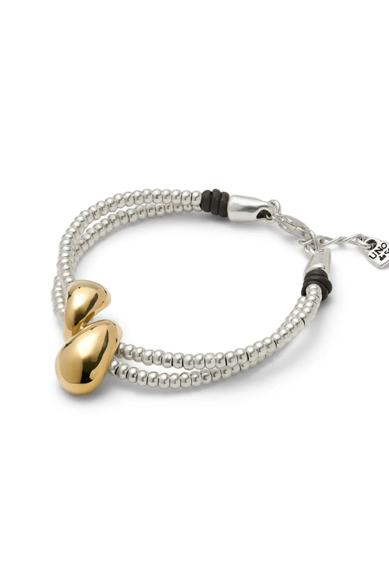 Uno de 50 Silver Double-Strand Bracelet with Lobster Clasp and Two Drops