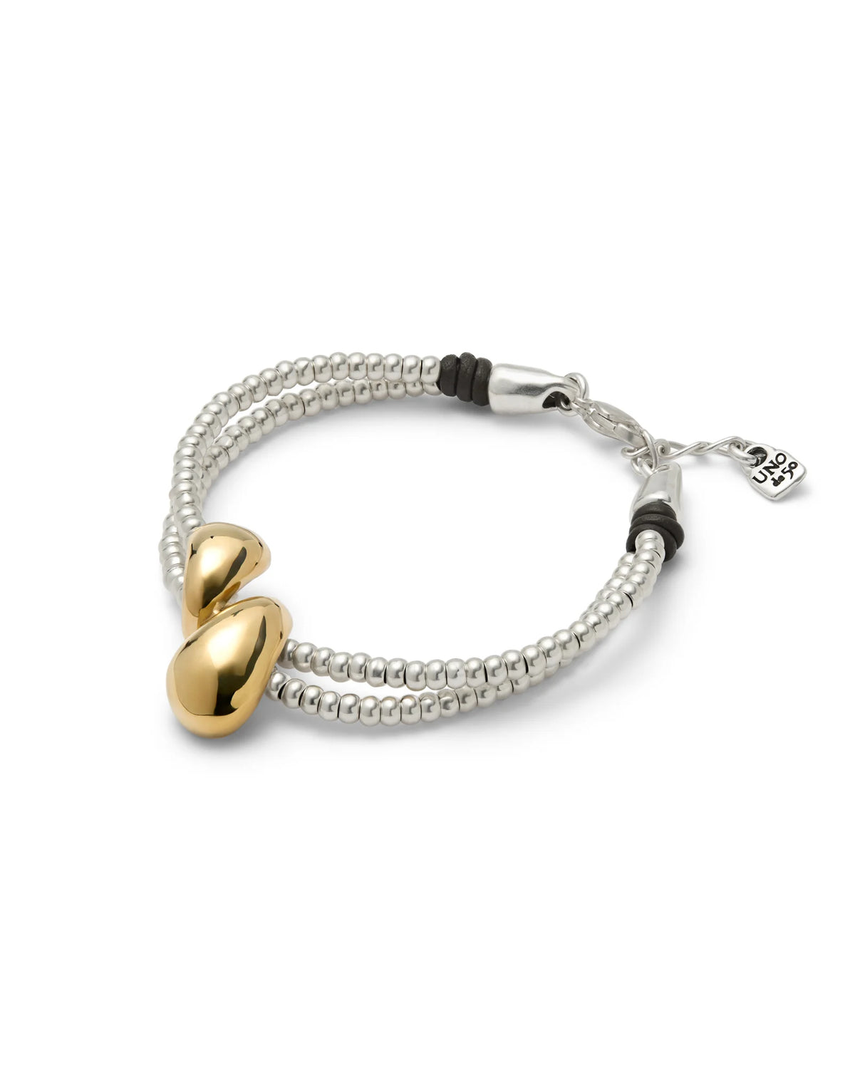 Uno de 50 Silver Double-Strand Bracelet with Lobster Clasp and Two Drops
