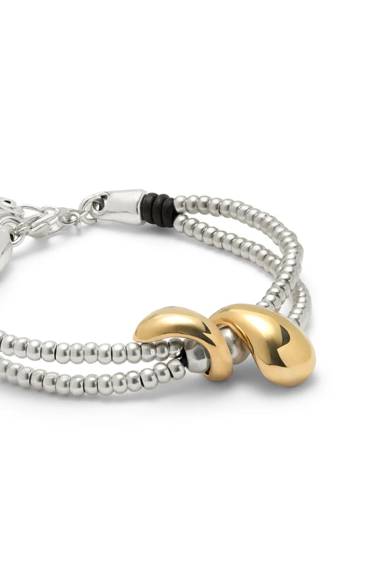 Uno de 50 Silver Double-Strand Bracelet with Lobster Clasp and Two Drops