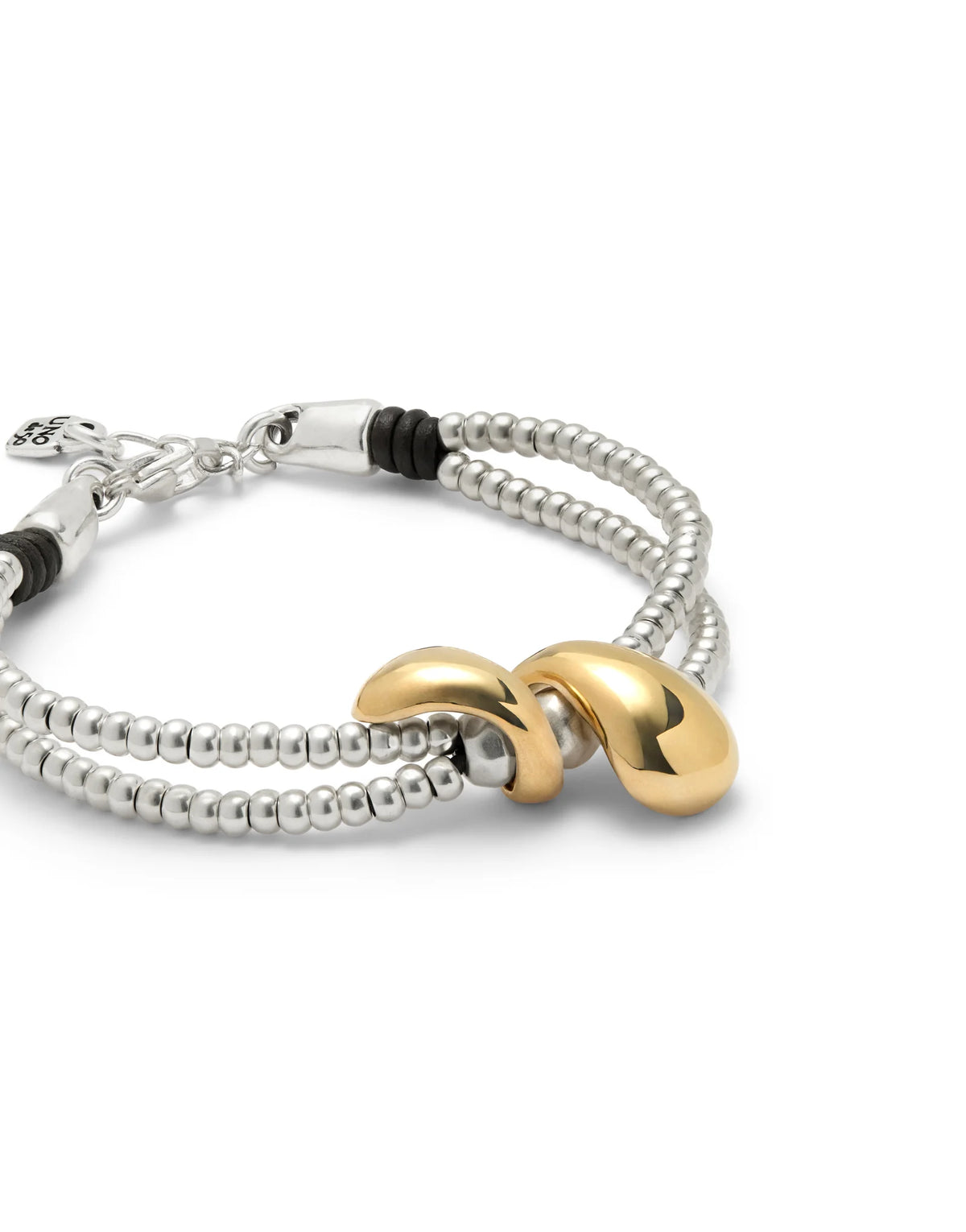 Uno de 50 Silver Double-Strand Bracelet with Lobster Clasp and Two Drops