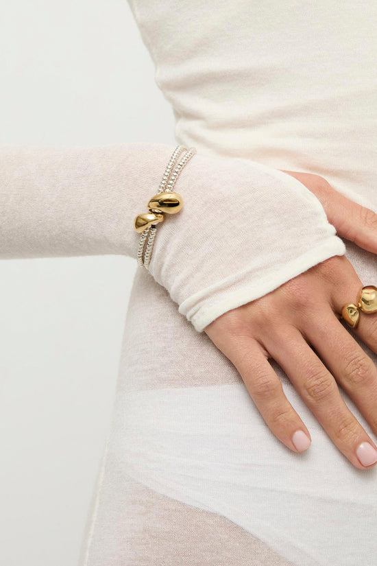 Uno de 50 Silver Double-Strand Bracelet with Lobster Clasp and Two Drops