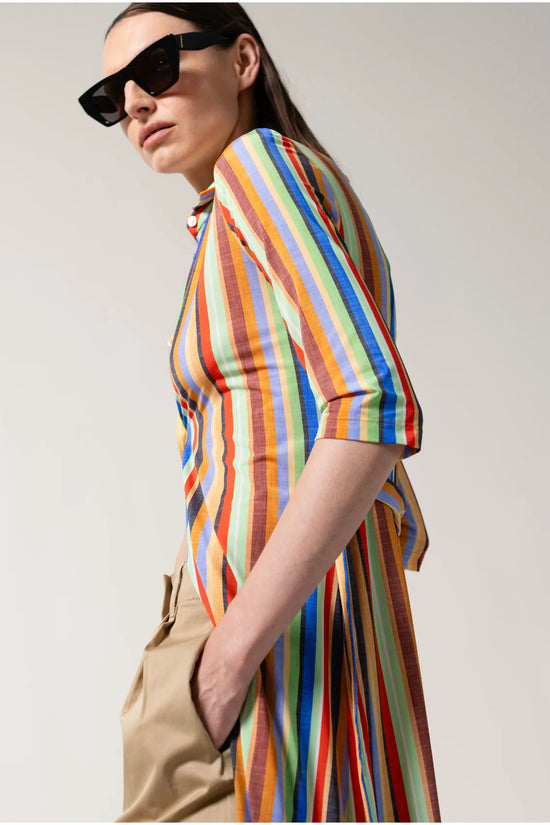 Caliban Multi-Coloured Stripe Skin-Like Maxi Shirt Dress