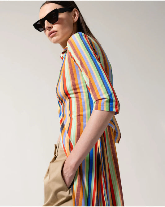 Caliban Multi-Coloured Stripe Skin-Like Maxi Shirt Dress