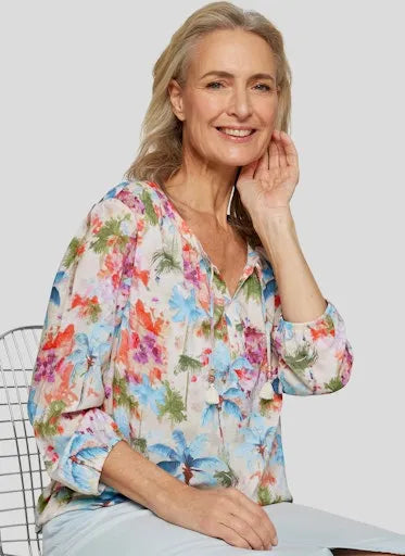 Rabe open round neck top 54 124100