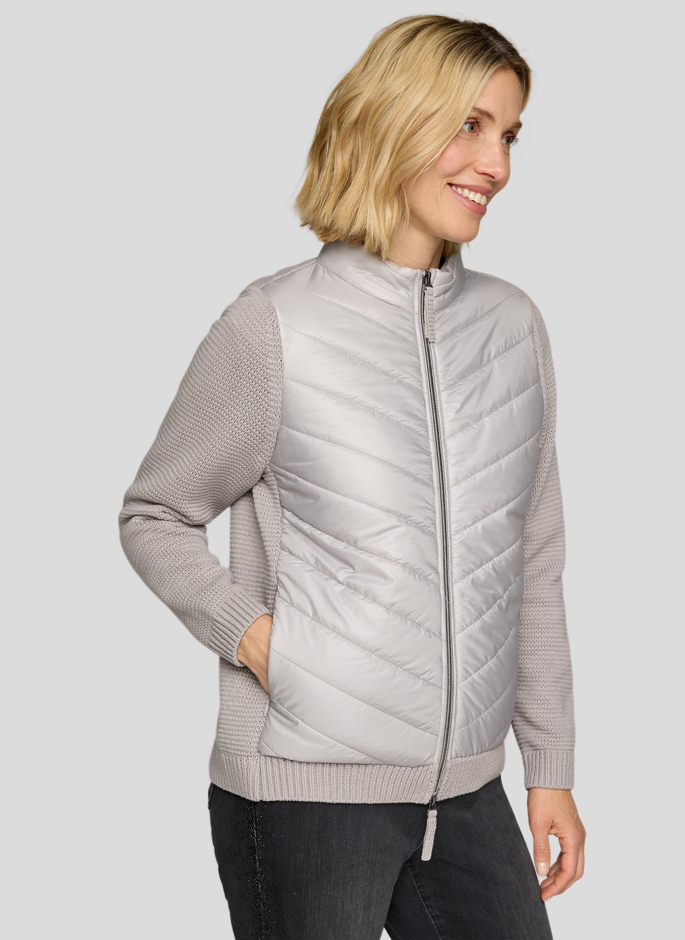 Rabe knit sleeve padded jacket 55-121526