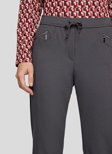 Rabe Granite Straight Leg Trousers with Elasticated Waist & Zip Pockets 55-124454