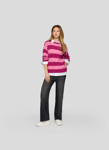 Rabe Bold Pink Stripe Crew Neck Sweate in Soft Alpaca Blend 55-222617