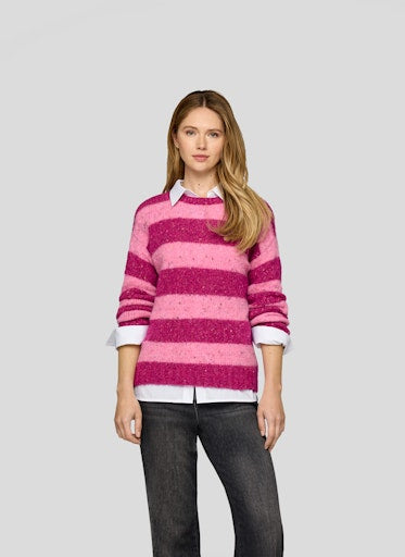 Rabe Bold Pink Stripe Crew Neck Sweate in Soft Alpaca Blend 55-222617