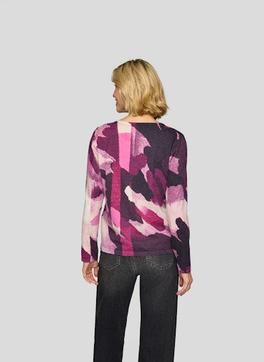 Rabe Plum Print Crew Neck Sweater in a Fine Viscose Blend 55-222612
