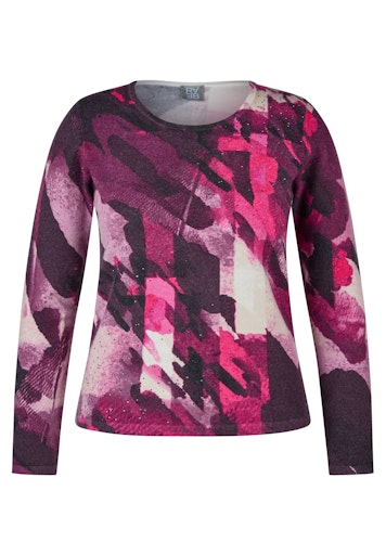 Rabe Plum Print Crew Neck Sweater in a Fine Viscose Blend 55-222612