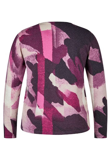 Rabe Plum Print Crew Neck Sweater in a Fine Viscose Blend 55-222612