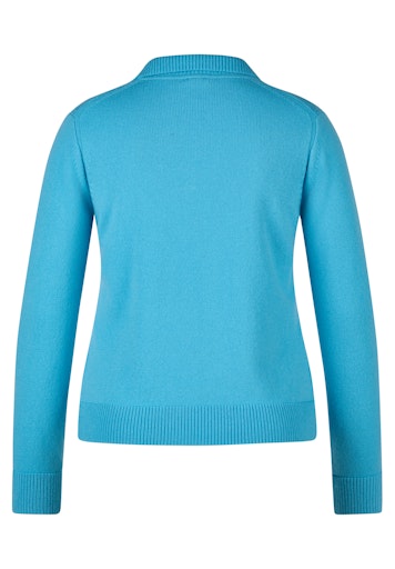 Rabe Turquoise Wool Blend Sweater with Collared V-Neck Long Sleeve 55-223612