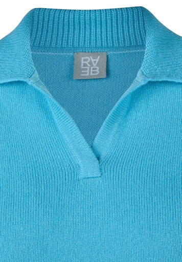 Rabe Turquoise Wool Blend Sweater with Collared V-Neck Long Sleeve 55-223612