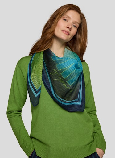 Rabe Green & Blue Large Square Scarf with “Spirit of Your Soul” Design 55-223941