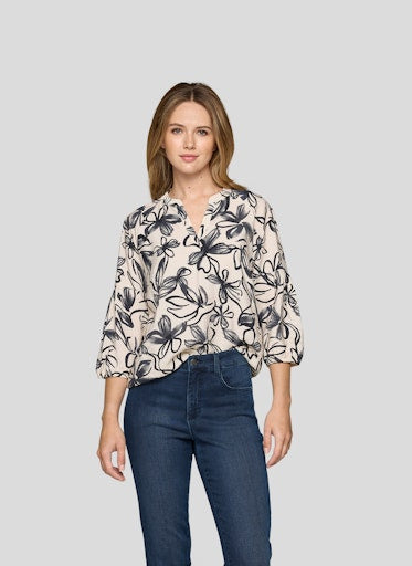 Rabe open neck floral print top 55-213100