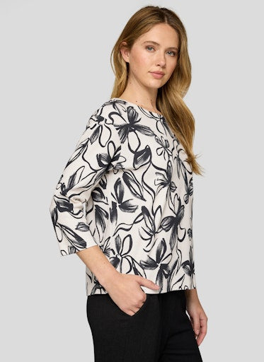 Rabe 3/4 sleeve floral print top 55-213351