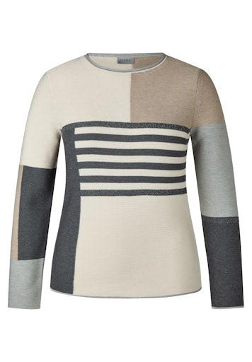 Rabe patterned and stripe sweater 55-121630