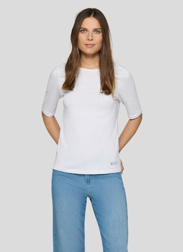 Rabe White Classic Cotton T-Shirt Round Neck Short Sleeve with Stretch 56-117330