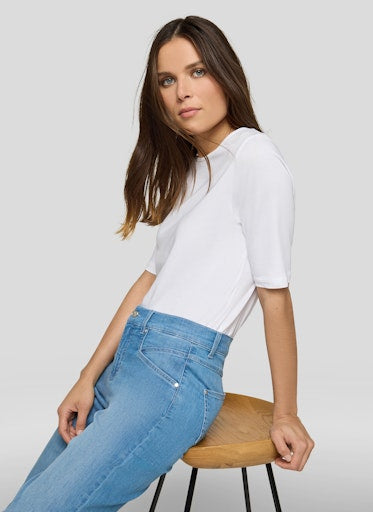 Rabe White Classic Cotton T-Shirt Round Neck Short Sleeve with Stretch 56-117330