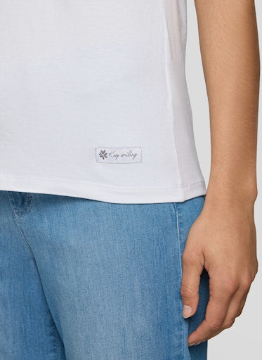 Rabe White Classic Cotton T-Shirt Round Neck Short Sleeve with Stretch 56-117330