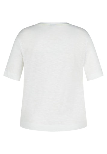 Rabe White Crew Neck T-Shirt with Front Motif