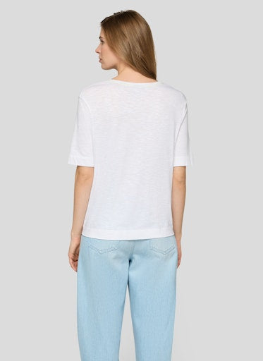 Rabe White Crew Neck T-Shirt with Front Motif