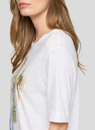 Rabe White Crew Neck T-Shirt with Front Motif