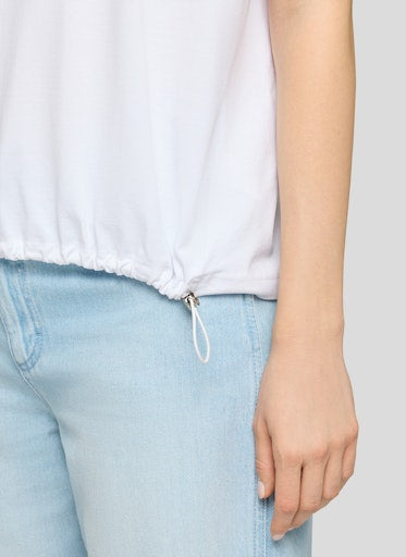 Rabe White Short-Sleeve T-Shirt with Sequin Moped and Sicily Market Back Print