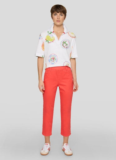 Rabe White Polo Shirt – Short Sleeve, Mediterranean Print