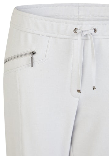 Rabe Light Grey Straight Leg Casual Trousers – Elastic Drawstring Waist with Zip Pockets 56-117454