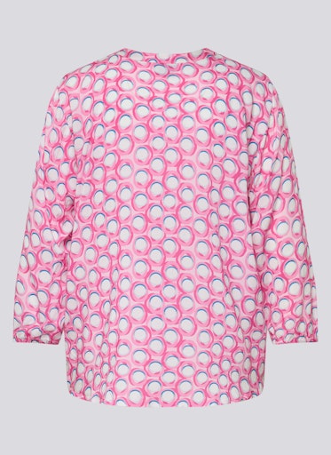 Rabe Pink Circle Print Viscose Top – 3/4 Sleeve Open V-Neck 56-117108