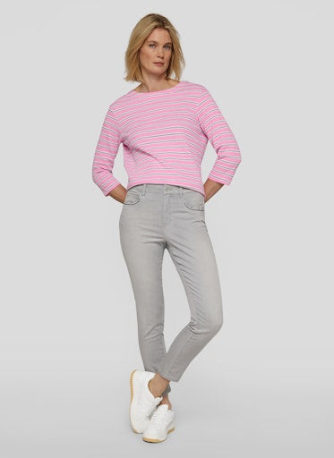 Rabe Crocus Stripe Top – Cotton Blend Crew Neck, 3/4 Sleeve 56-117382